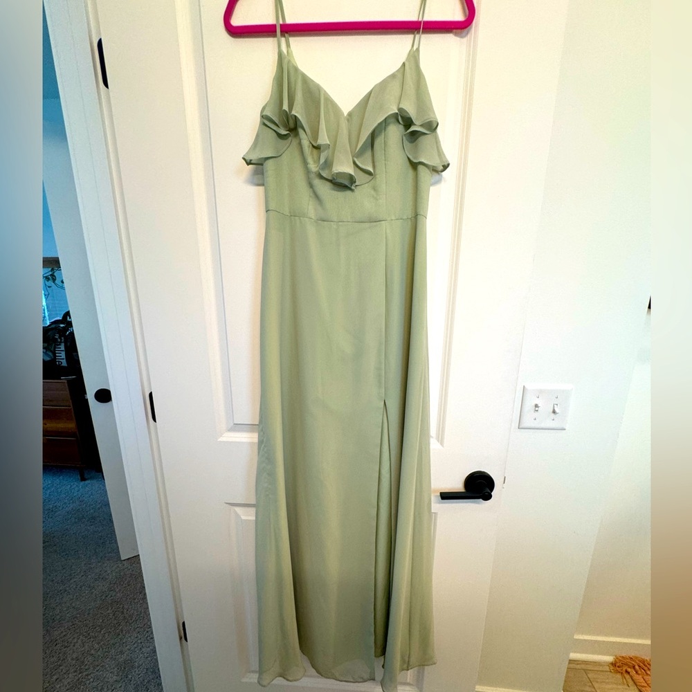 Azazie bridesmaid dress sage color, custom size